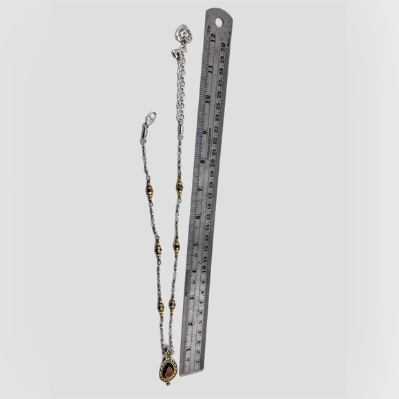 Brighton AMERICAN BEAUTY TOPAZ Silver Crystal Teardrop Pendant Necklace 16-18inc - Picture 9 of 9